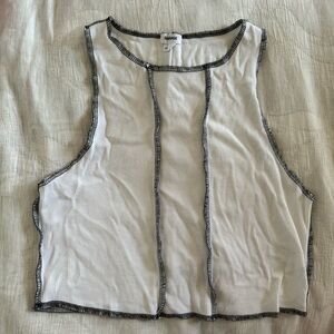 Garage exposed seam white ribbed racer back top S